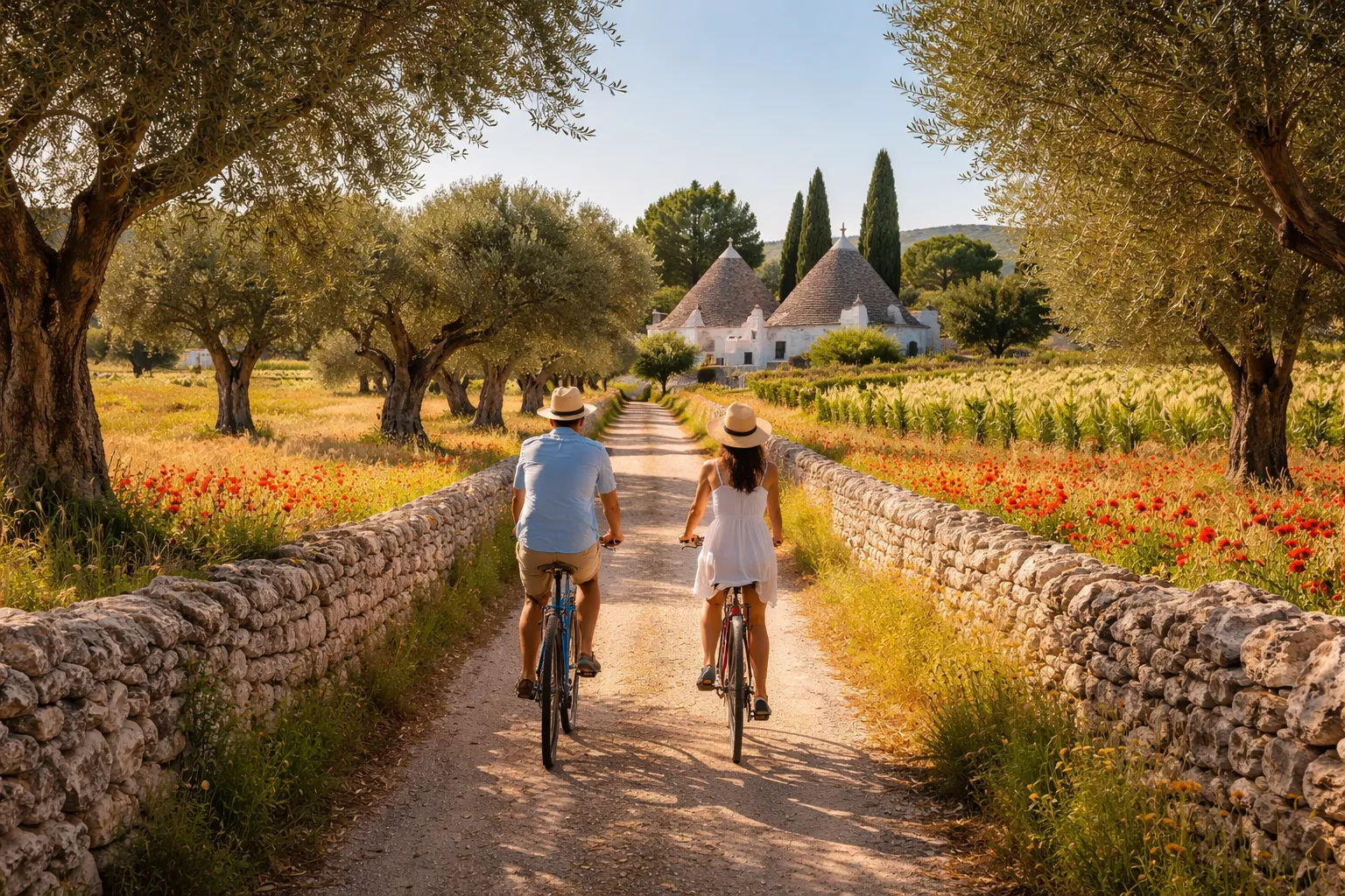 Cycling through central Puglia countryside on a quiet lane