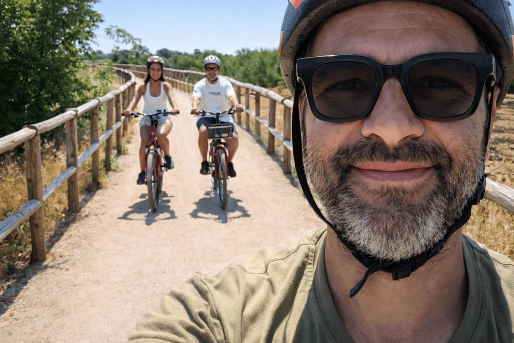 Cycling along the Acquedotto Pugliese service road in Alta Murgia