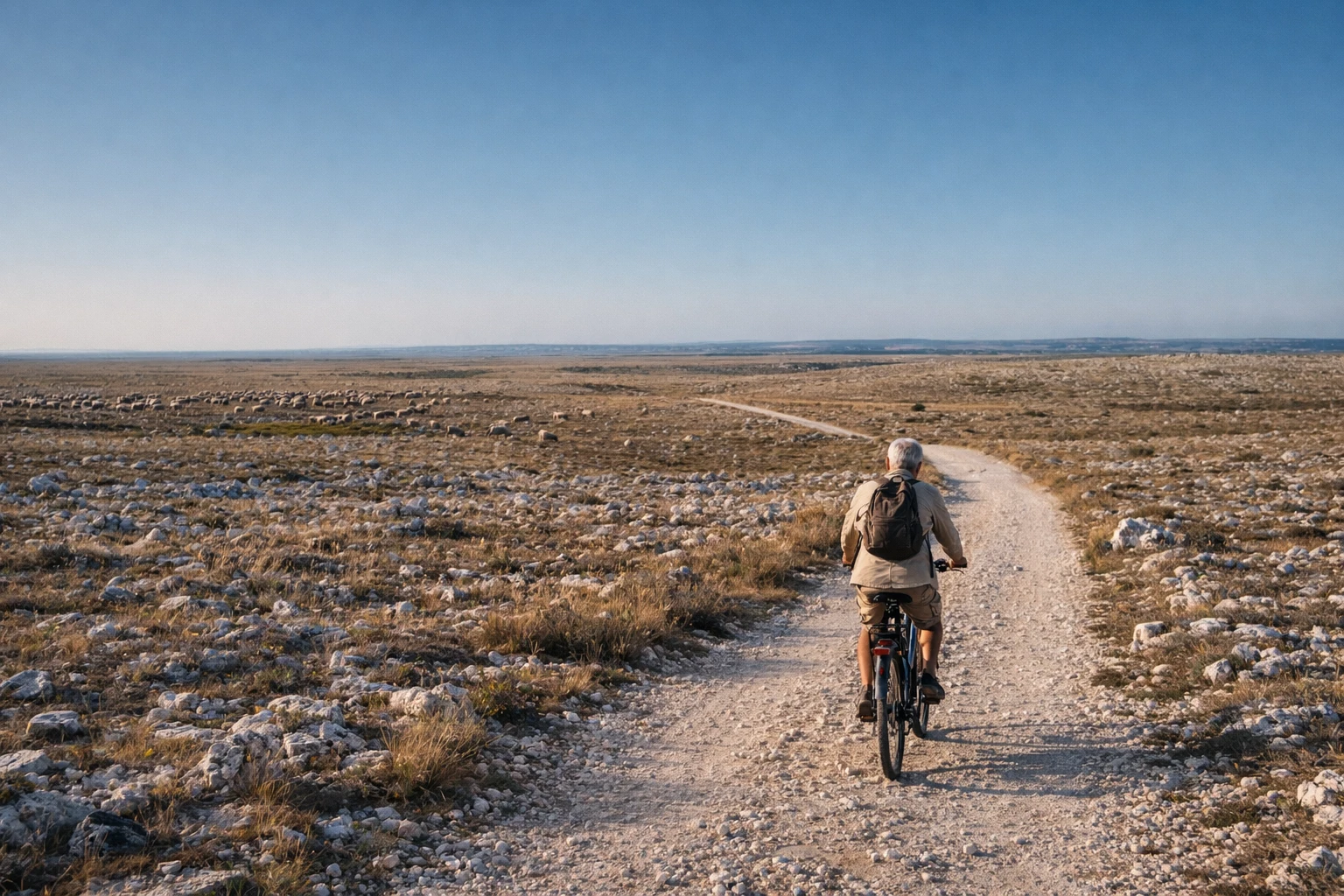 Riding in the Alta Murgia landscape on wide open gravel tracks
