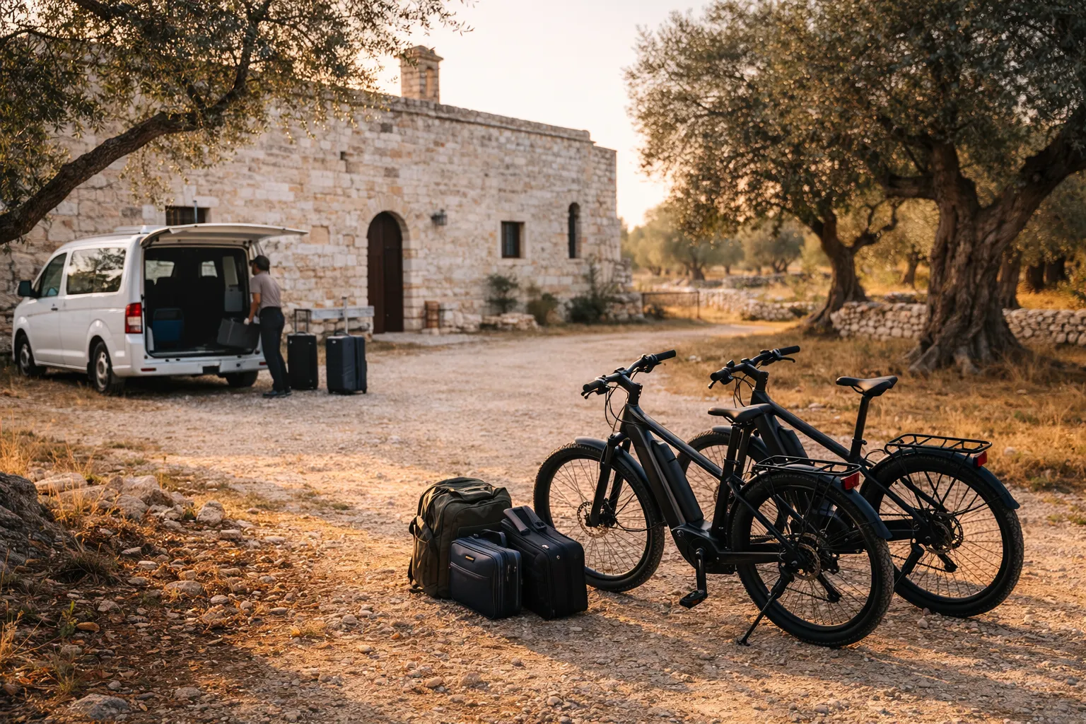 Quiet aqueduct cycle route in Puglia ideal for a self guided bike tour