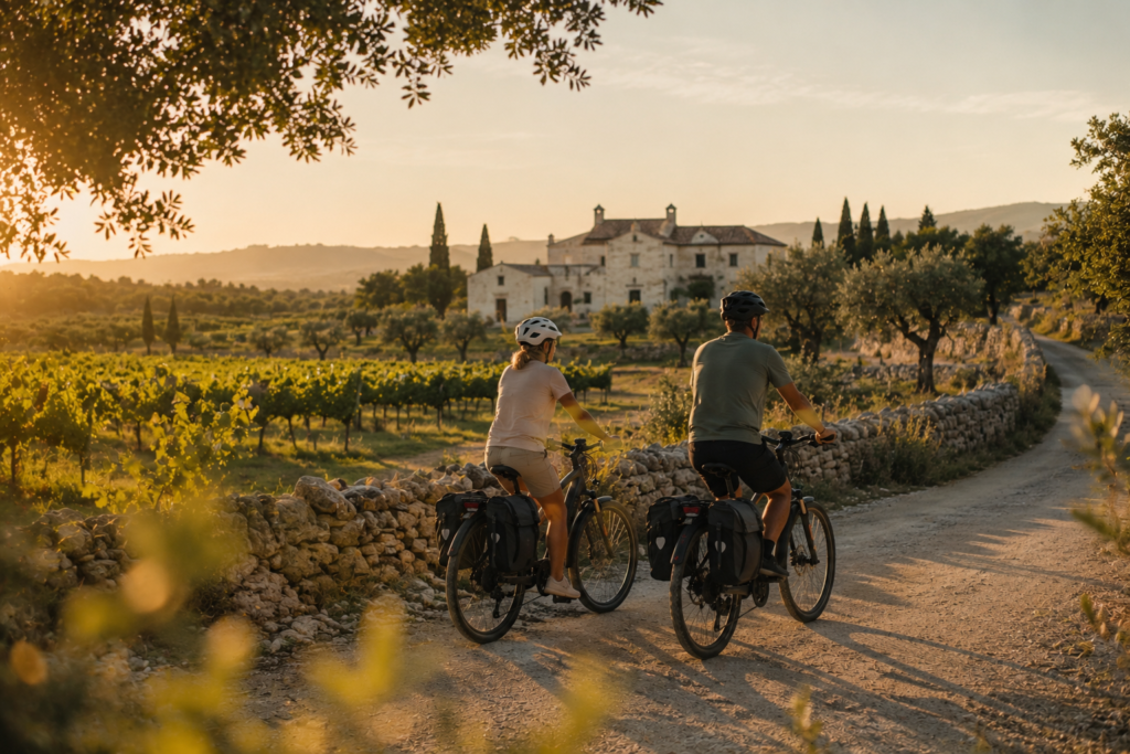 Cycling holiday in rural Puglia with food and wine experience among olive groves and vineyards