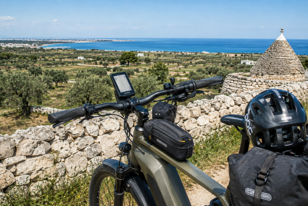 Scenic e-bike route in Valle d’Itria between trulli villages