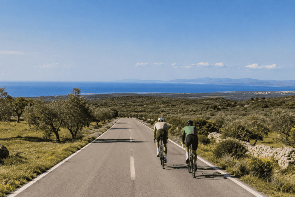 Cycling on flat rural roads near the Adriatic coast in Puglia